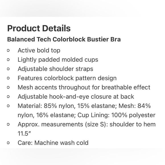 BALANCED TECH COLOUR BLOCKED SWIM TOP/sport bra. Sz MED. BNWOT - Picture 2 of 11